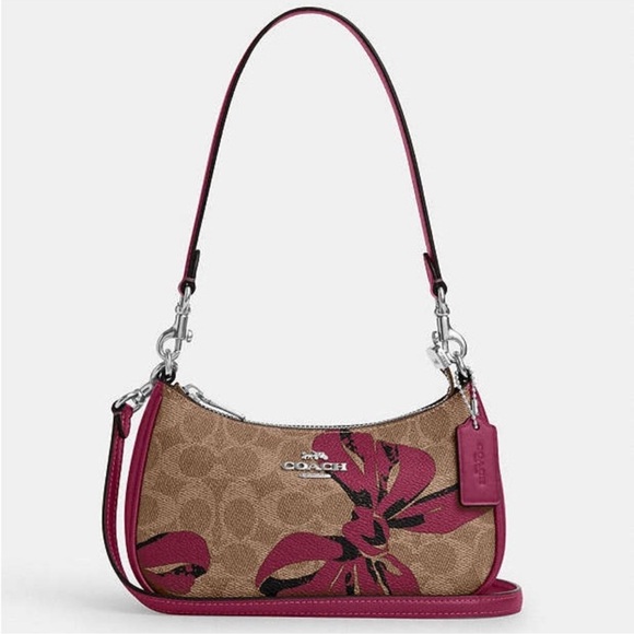 Coach Teri Mini Crossbody Bag In Signature Canvas With Bow Print - Picture 1 of 9